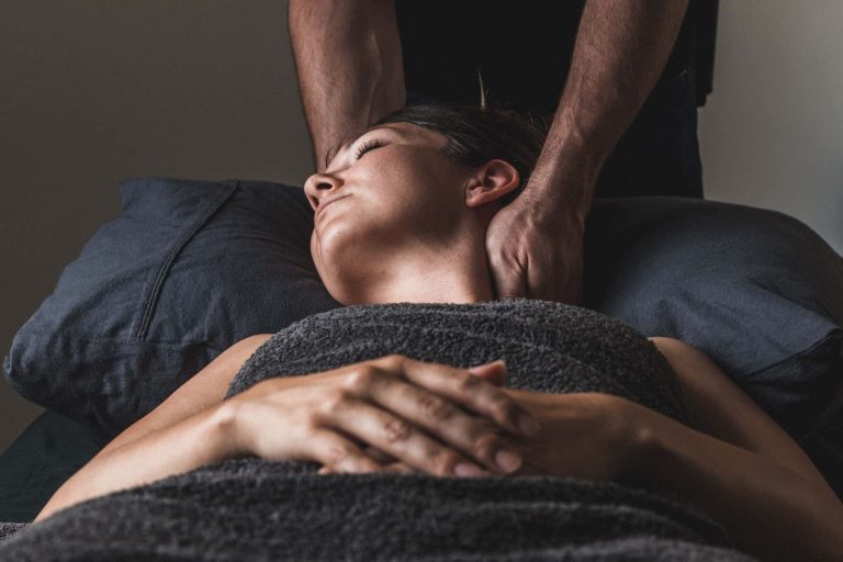 Women receiving neck massage
