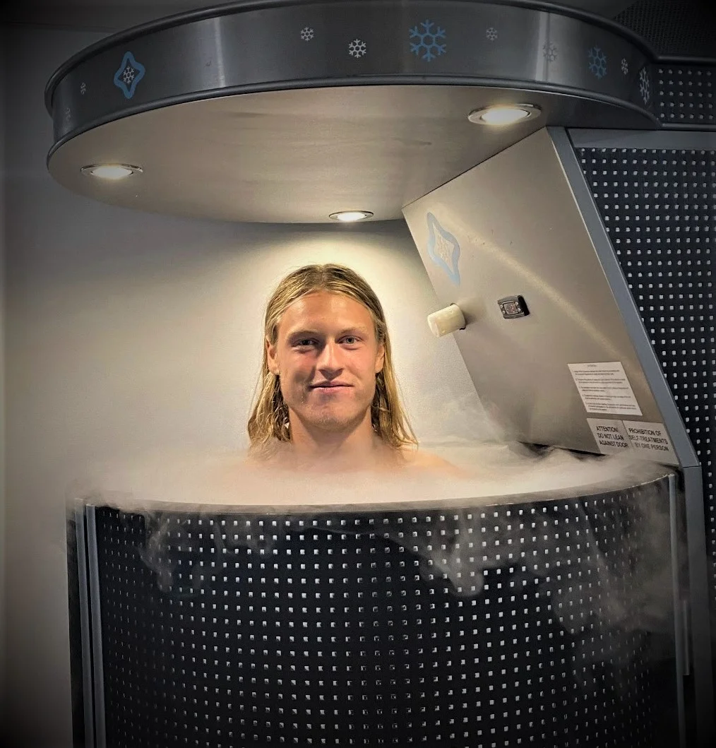 Professional athlete getting cryotherapy